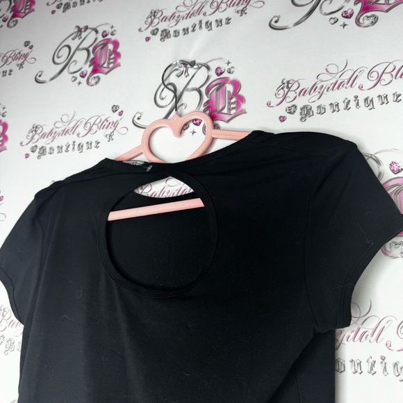 For joseph tee shirt rhinestone crystal bling sweetie black silver keyhole open - Picture 5 of 8